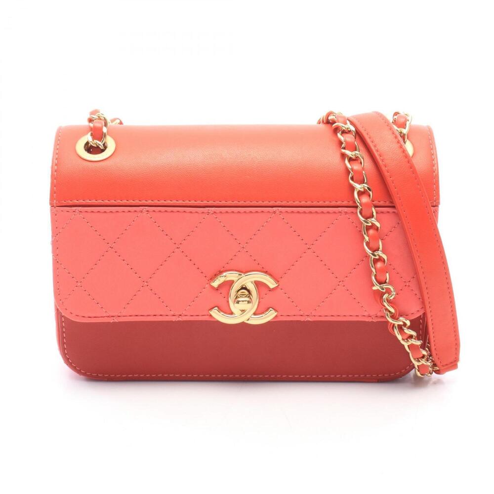 Chanel Matelassé Small Shoulder Bag/Handbag, Leather, Women's, Red/Pink
